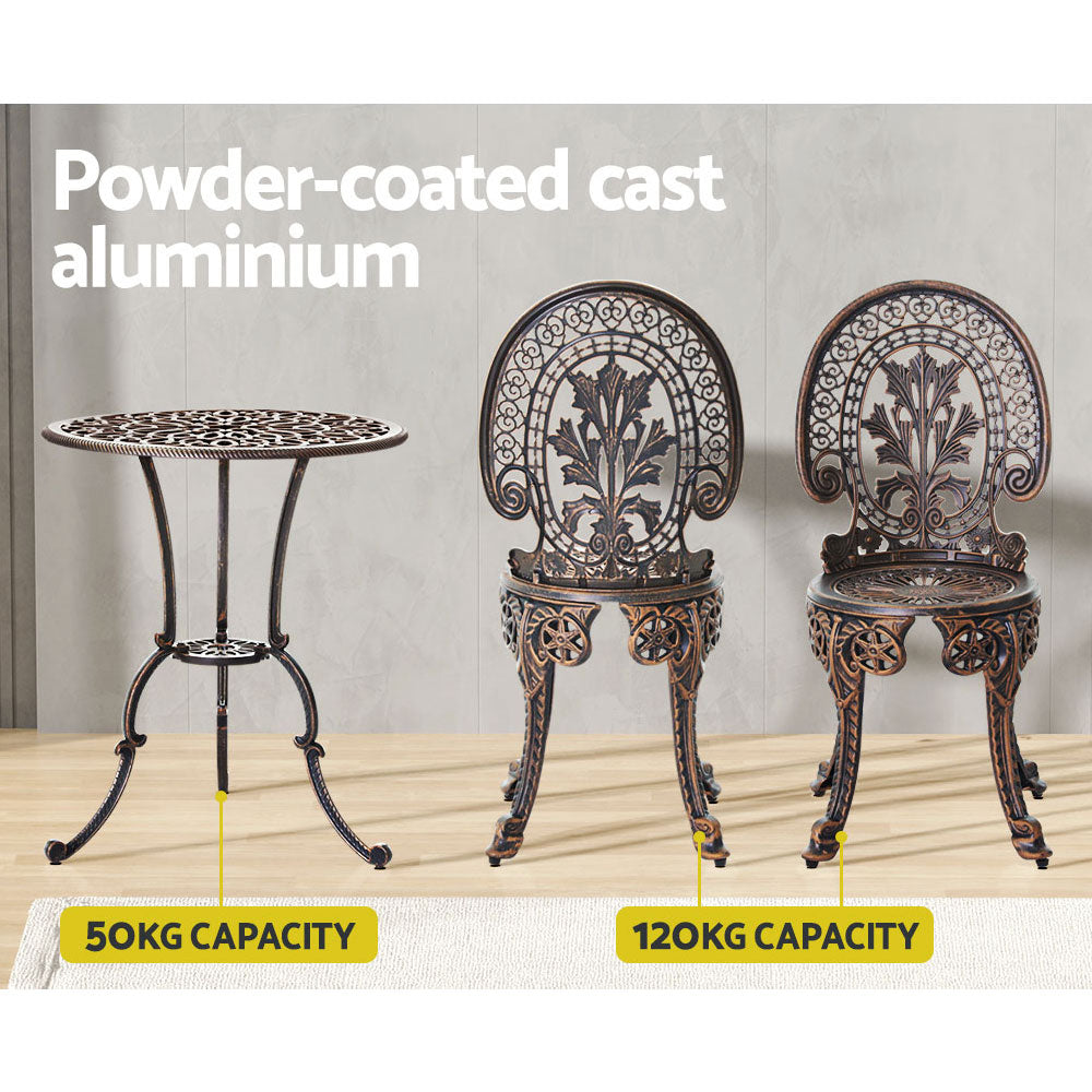 NNEDSZ Gardeon 3PC Patio Furniture Outdoor Bistro Set Dining Chairs Aluminium Bronze