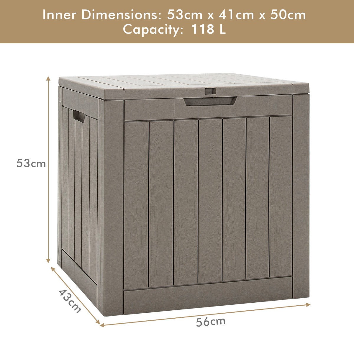 NNECW 118L Deck Box for Patio Tools-Gray