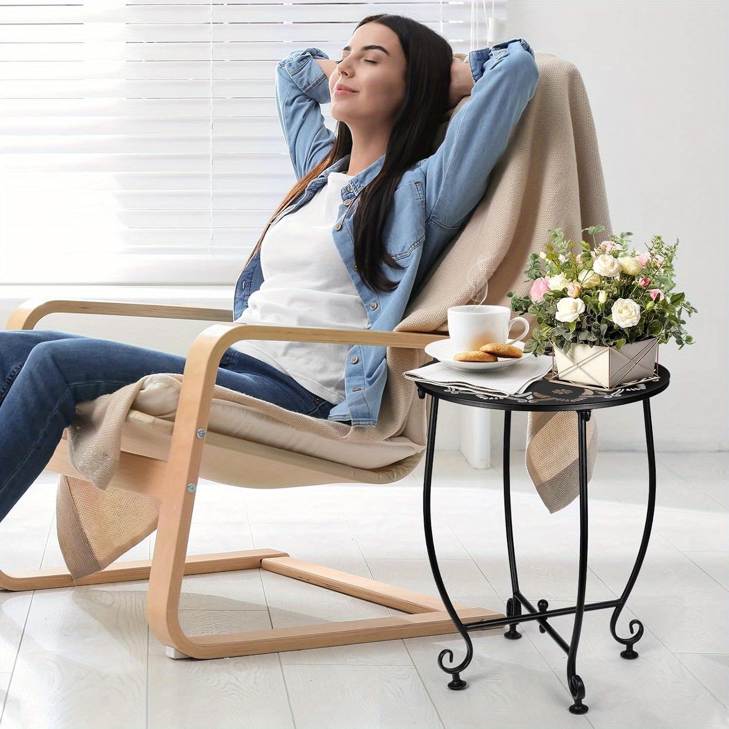 NNETM 2-Pack Cast Iron Patio Side Tables