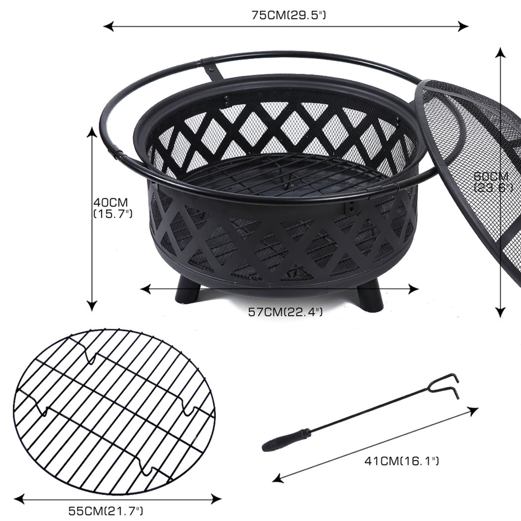 NNEIDS Outdoor Fire Pit Portable Camping Fireplace Heater Patio Garden Grill