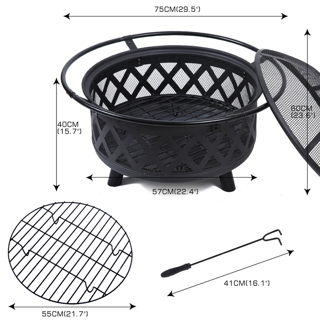 NNEIDS Outdoor Fire Pit Portable Camping Fireplace Heater Patio Garden Grill