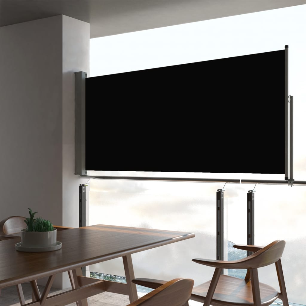 NNEVL Patio Retractable Side Awning 60x300 cm Black