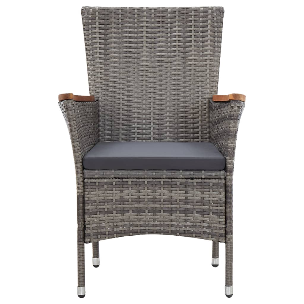 NNEVL 9 Piece Garden Dining Set with Cushions Poly Rattan Grey