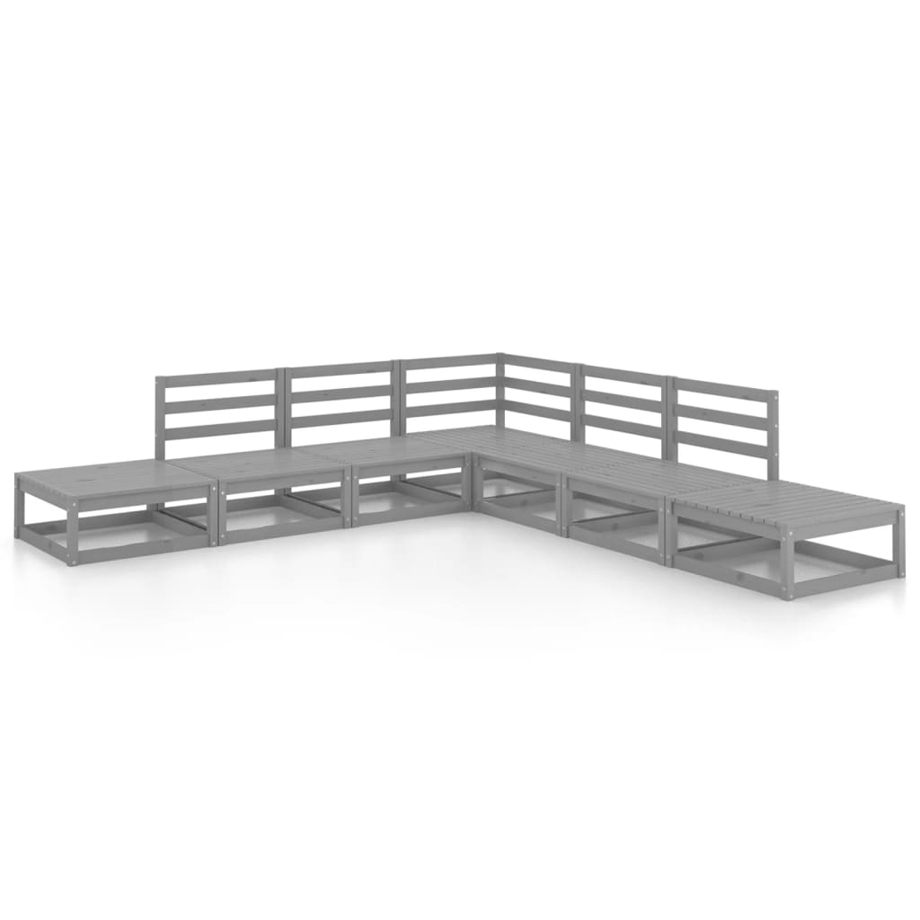 NNEVL 7 Piece Garden Lounge Set Grey Solid Pinewood