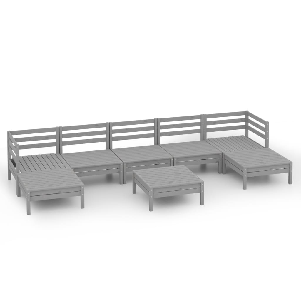 NNEVL 8 Piece Garden Lounge Set Grey Solid Pinewood