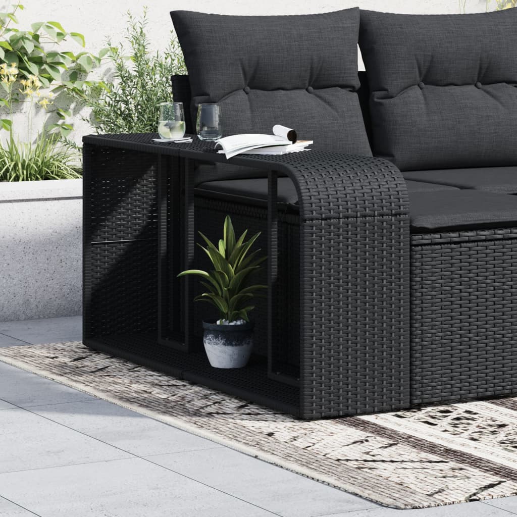 NNEVL Storage Shelves 2 pcs Black Poly Rattan
