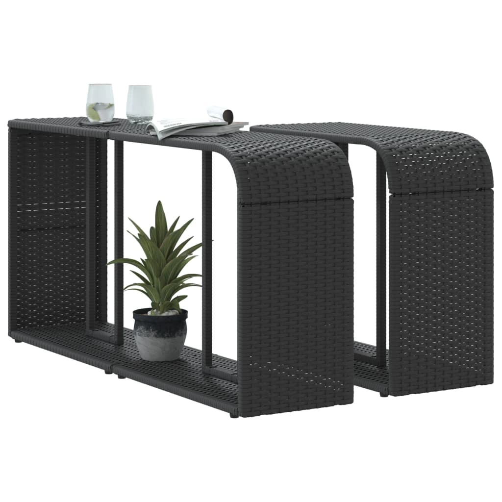 NNEVL Storage Shelves 2 pcs Black Poly Rattan