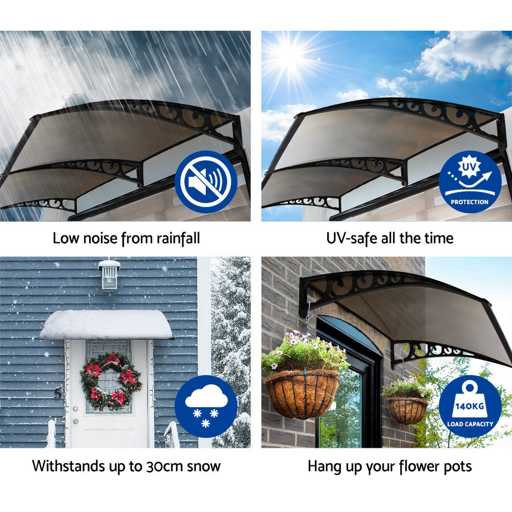 NNEDSZ Window Door Awning Door Canopy Patio UV Sun Shield BROWN 1mx6m DIY