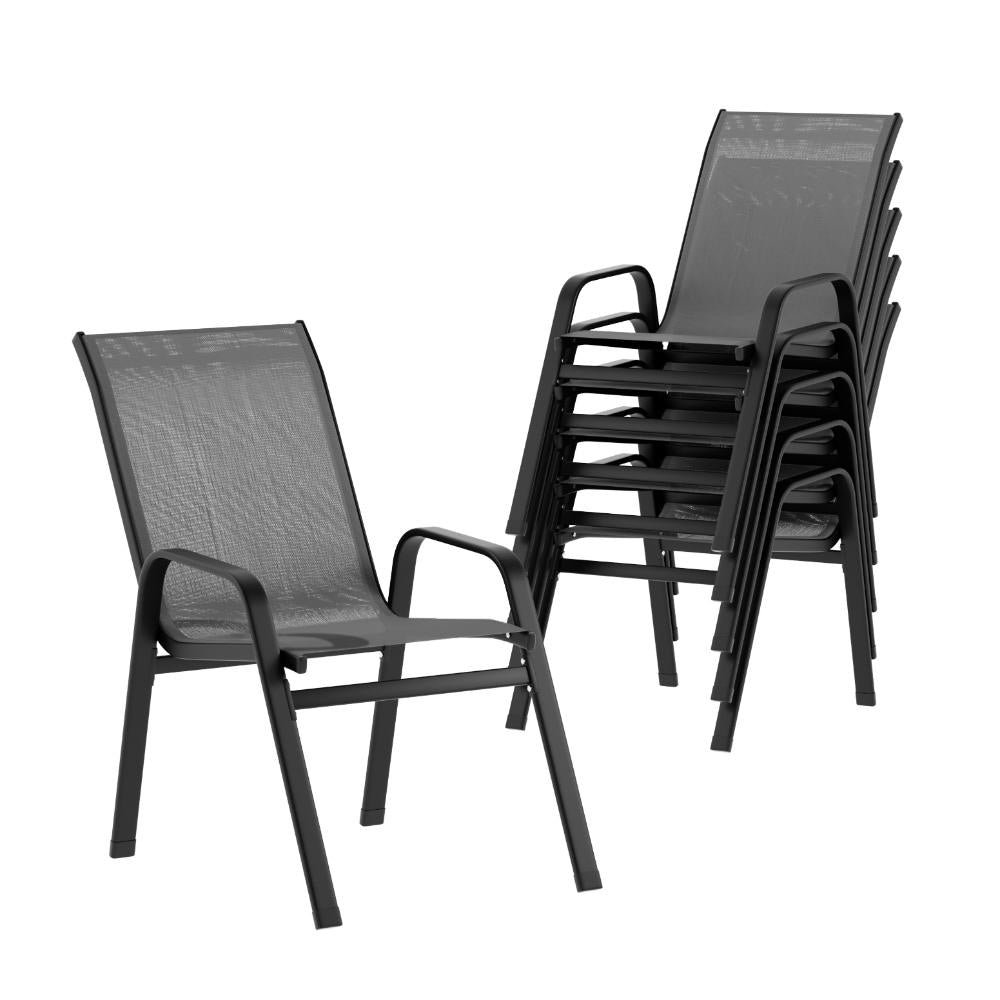 NNEDSZ 6PC Outdoor Dining Chairs Stackable Lounge Chair Patio Furniture Grey