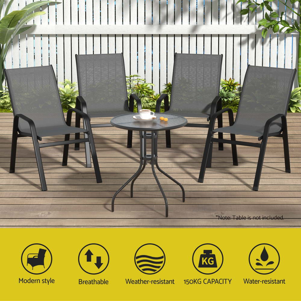 NNEDSZ 6PC Outdoor Dining Chairs Stackable Lounge Chair Patio Furniture Grey