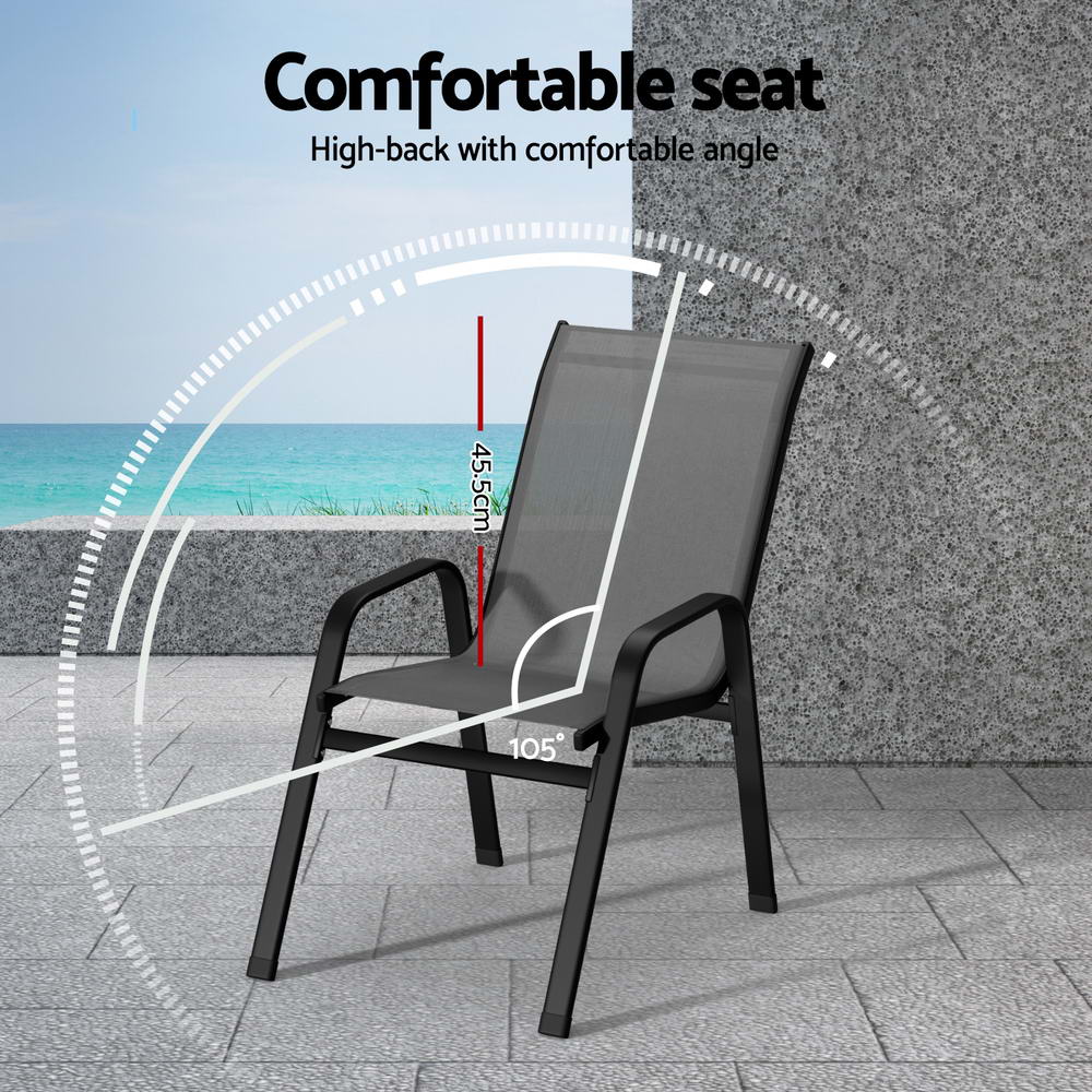 NNEDSZ 6PC Outdoor Dining Chairs Stackable Lounge Chair Patio Furniture Grey