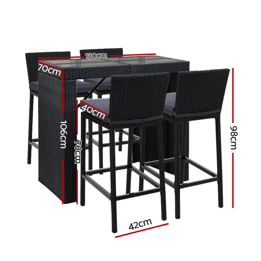 NNEDSZ Outdoor Bar Set Table Chairs Stools Rattan Patio Furniture 4 Seaters