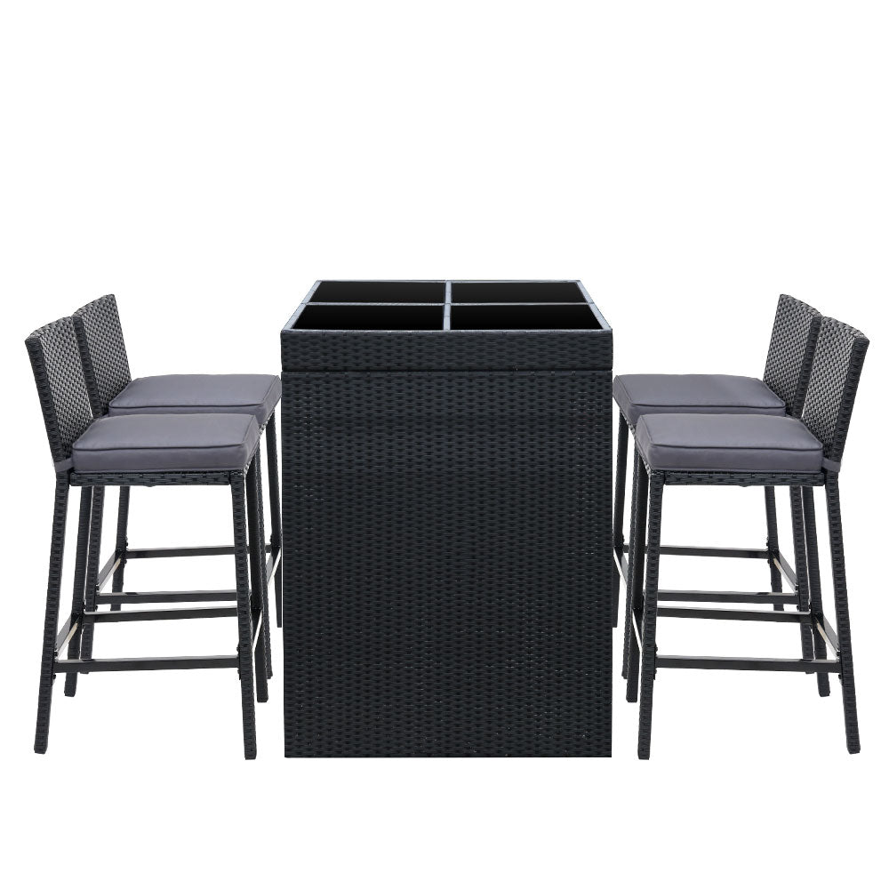 NNEDSZ Outdoor Bar Set Table Chairs Stools Rattan Patio Furniture 4 Seaters