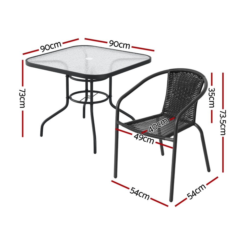 NNEDSZ Gardeon Outdoor Dining Set 5 Piece Steel Stackable Chairs Table Patio Furniture