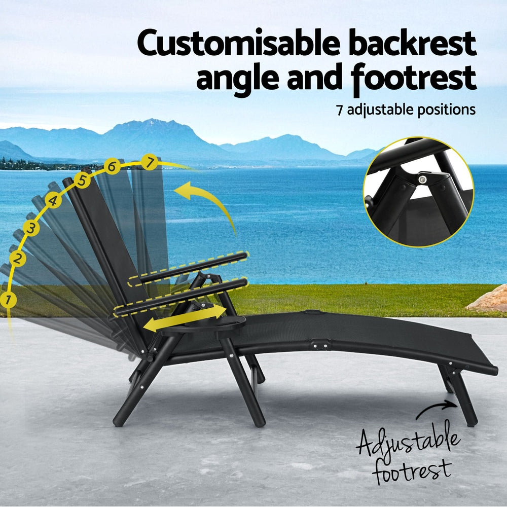 NNEDSZ Gardeon Sun Lounge Outdoor Lounger Aluminium Folding Beach Chair Camping Patio