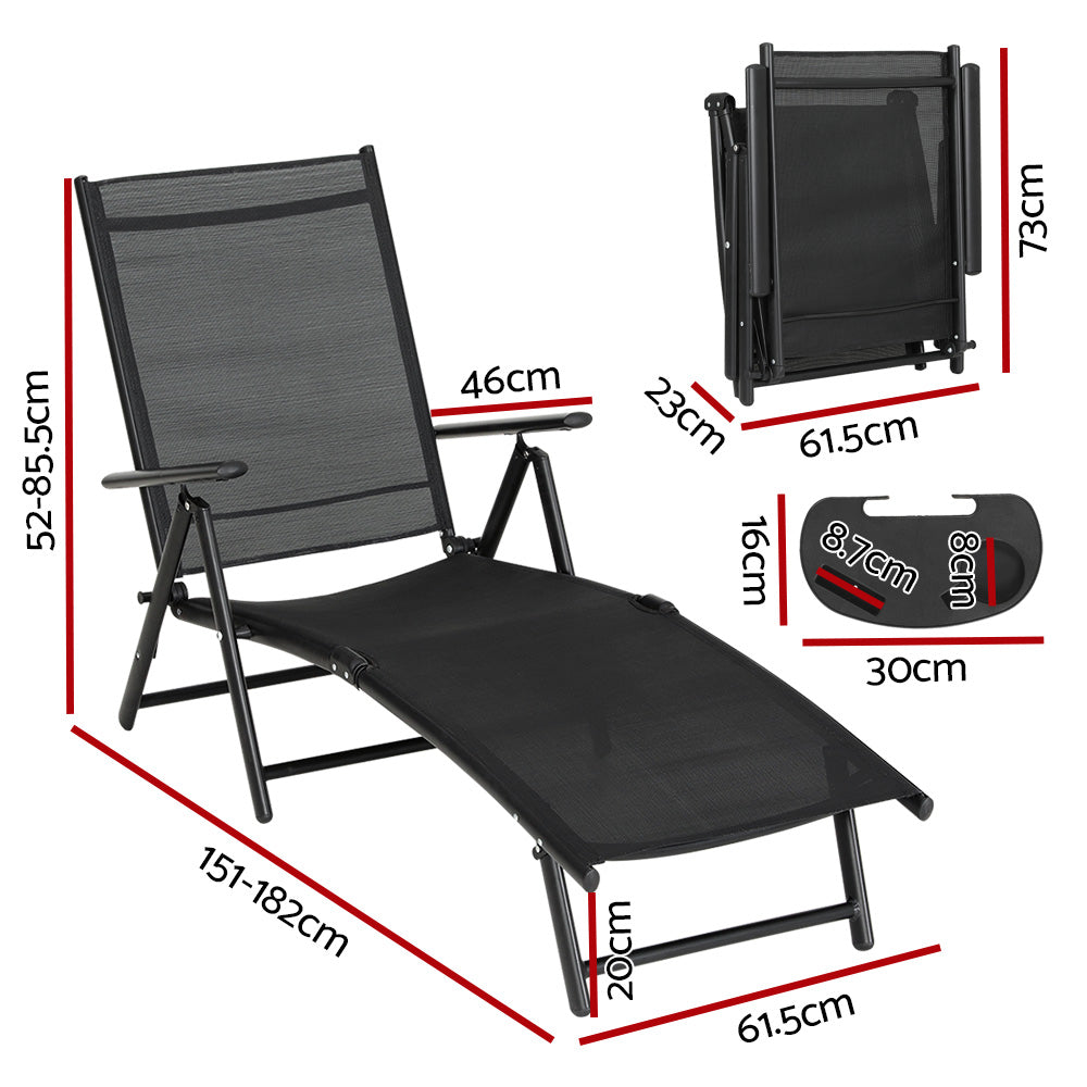 NNEDSZ Gardeon Sun Lounge Outdoor Lounger Aluminium Folding Beach Chair Camping Patio