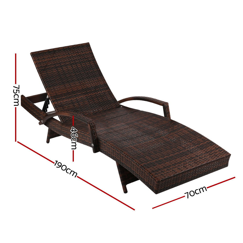NNEDSZ Set of 2 Sun Lounge Outdoor Furniture Day Bed Rattan Wicker Lounger Patio