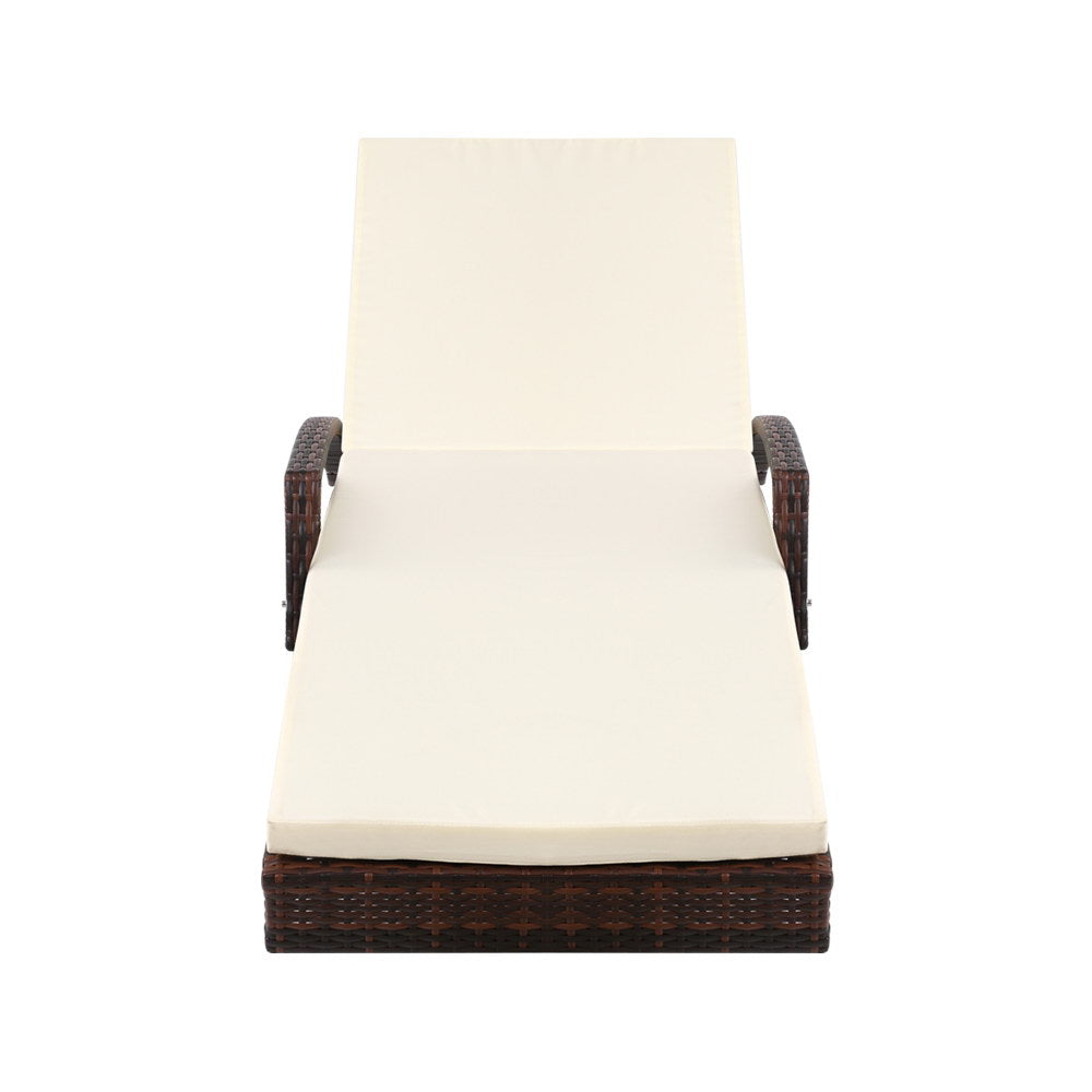 NNEDSZ Set of 2 Sun Lounge Outdoor Furniture Day Bed Rattan Wicker Lounger Patio