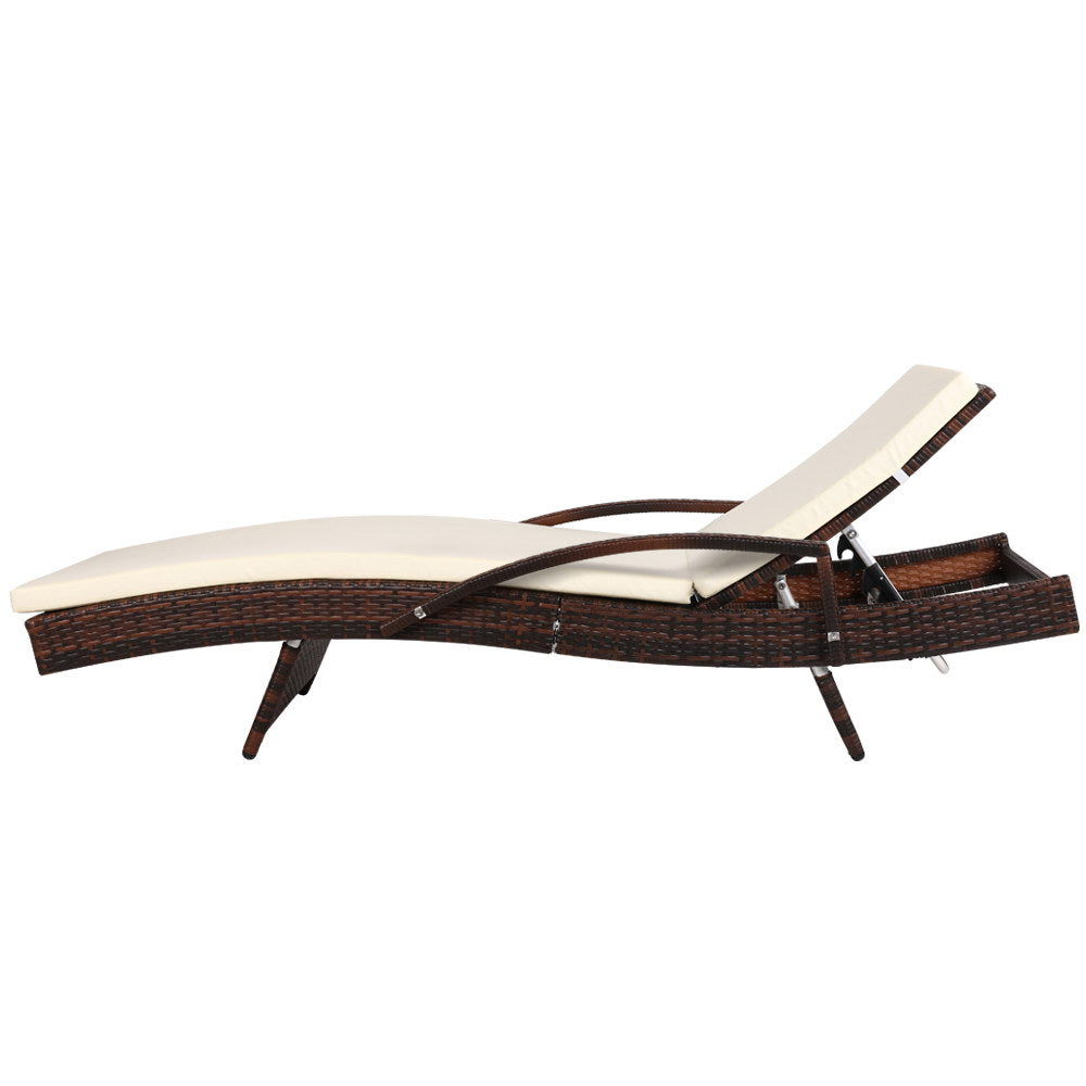 NNEDSZ Set of 2 Sun Lounge Outdoor Furniture Day Bed Rattan Wicker Lounger Patio