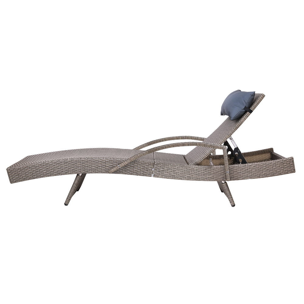 NNEDSZ Set of 2 Sun Lounge Outdoor Furniture Wicker Lounger Rattan Day Bed Garden Patio Grey