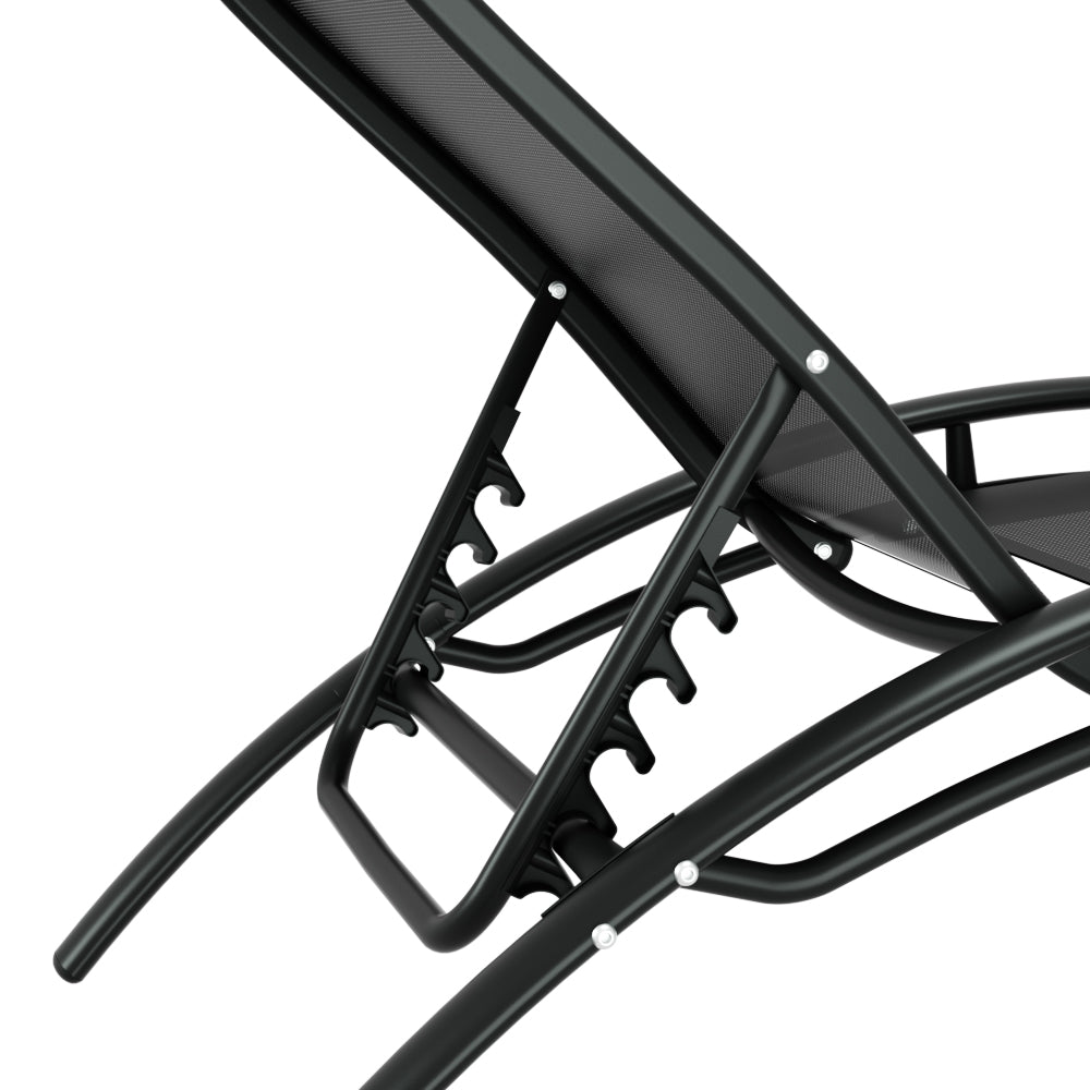 NNEDSZ Gardeon 3PC Sun Lounge Outdoor Lounger Steel Table Chairs Patio Furniture Garden