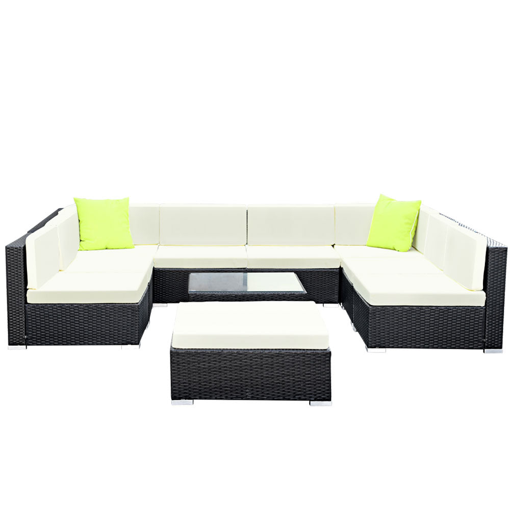 NNEDSZ 10PC Outdoor Furniture Sofa Set Wicker Garden Patio Lounge