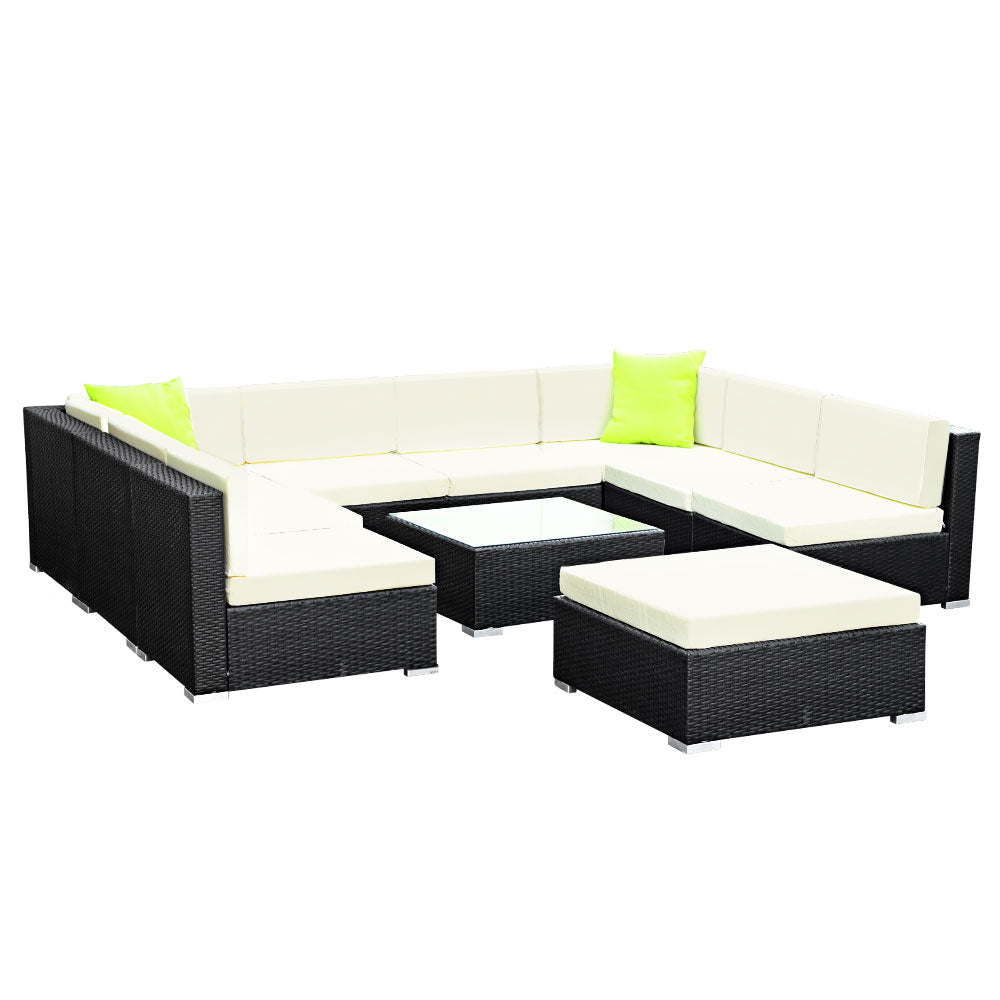 NNEDSZ 10PC Outdoor Furniture Sofa Set Wicker Garden Patio Lounge