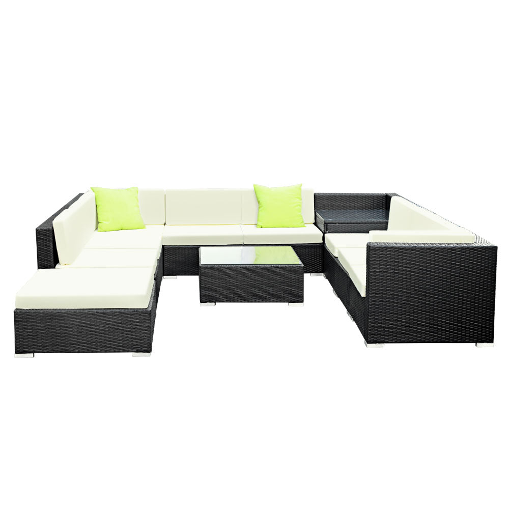 NNEDSZ 11PC Outdoor Furniture Sofa Set Wicker Garden Patio Lounge