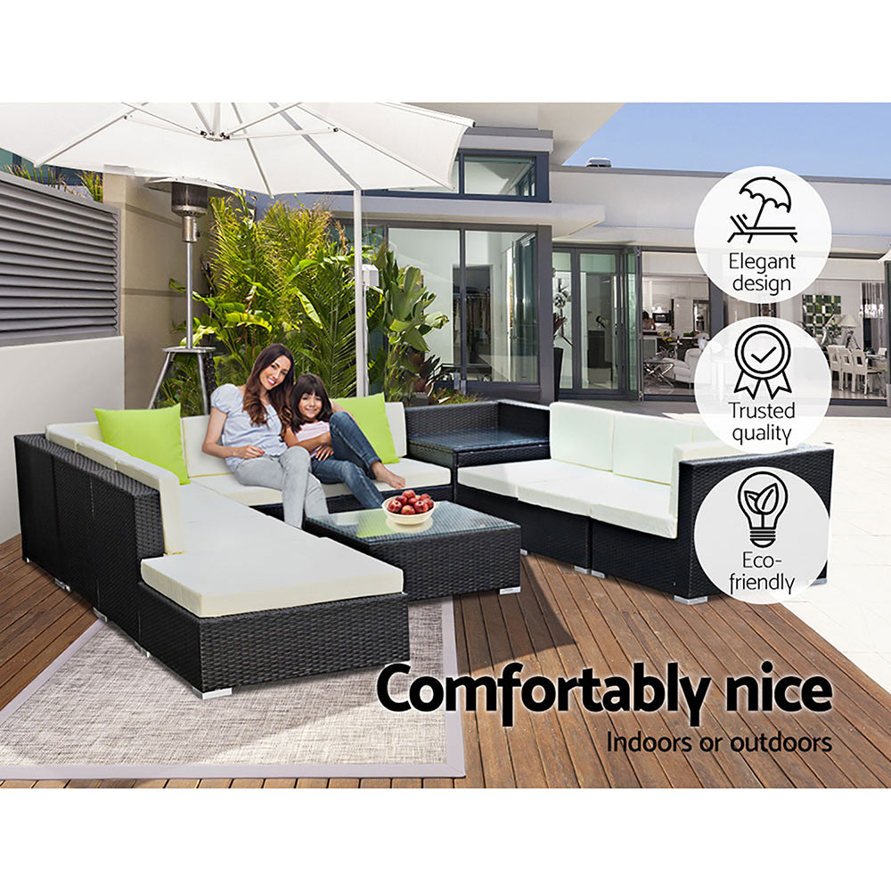 NNEDSZ 11PC Outdoor Furniture Sofa Set Wicker Garden Patio Lounge