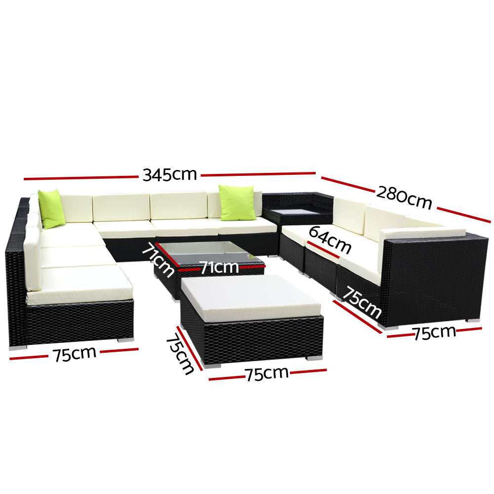 NNEDSZ 13PC Outdoor Furniture Sofa Set Wicker Garden Patio Lounge