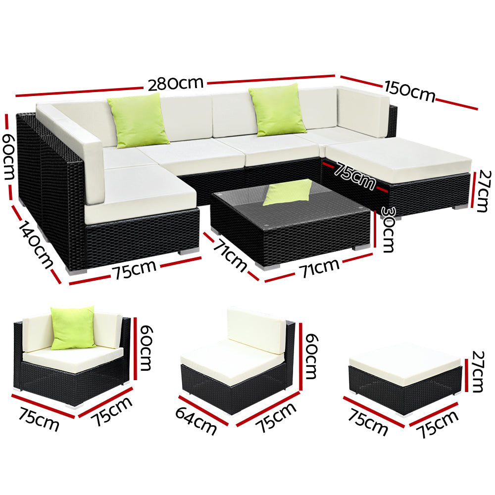 NNEDSZ 7PC Outdoor Furniture Sofa Set Wicker Garden Patio Pool Lounge