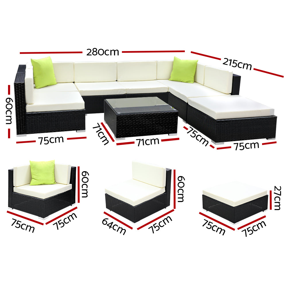 NNEDSZ 8PC Outdoor Furniture Sofa Set Wicker Garden Patio Pool Lounge