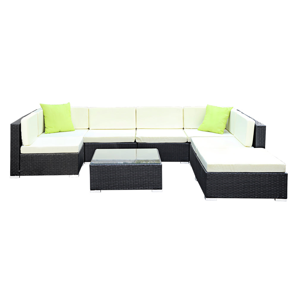 NNEDSZ 8PC Outdoor Furniture Sofa Set Wicker Garden Patio Pool Lounge