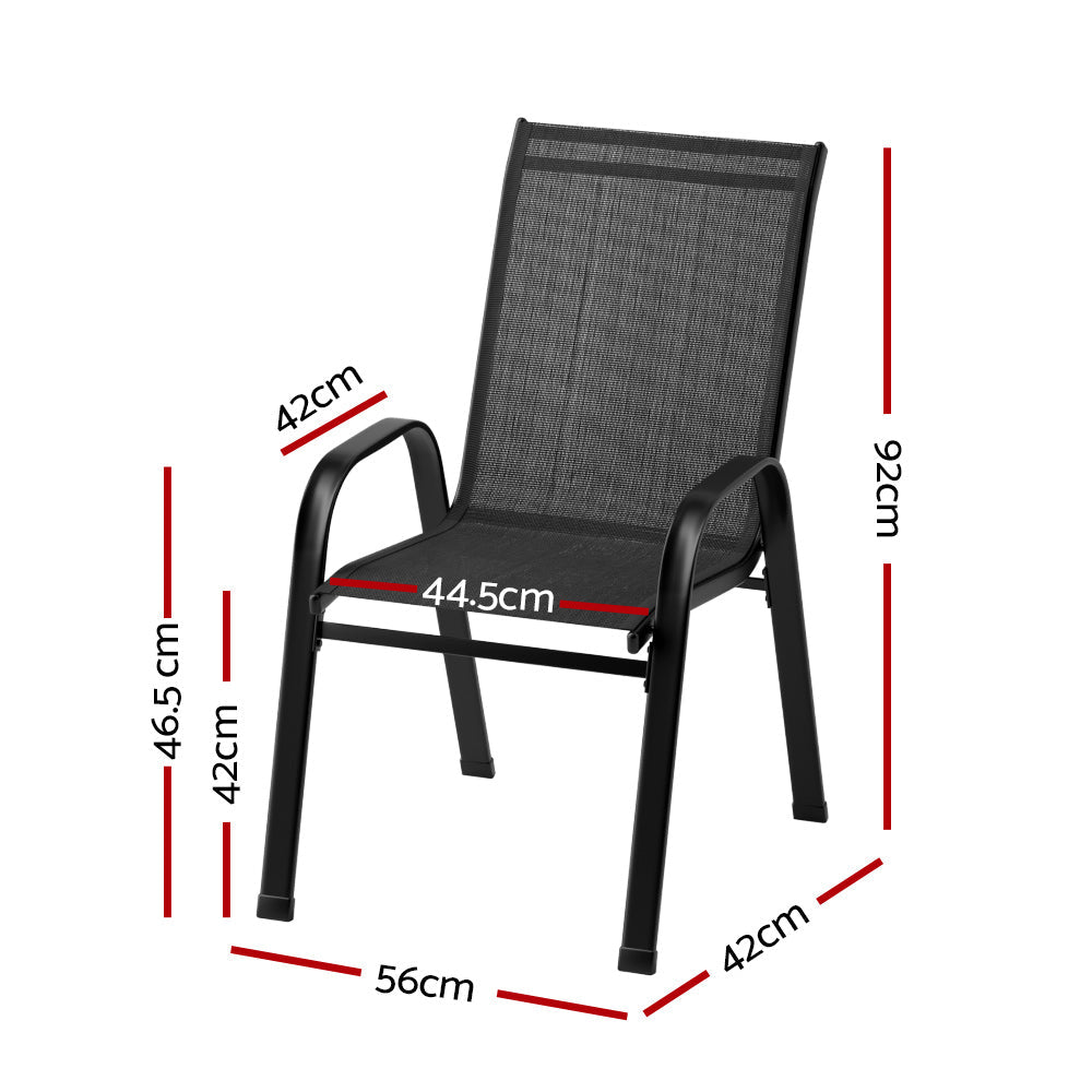 NNEDSZ 2X Outdoor Stackable Chairs Lounge Chair Bistro Set Patio Furniture