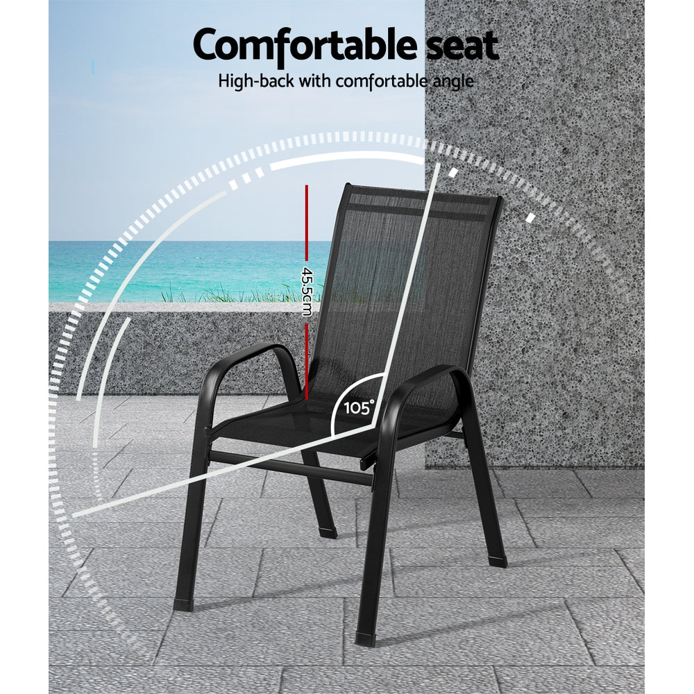 NNEDSZ 2X Outdoor Stackable Chairs Lounge Chair Bistro Set Patio Furniture