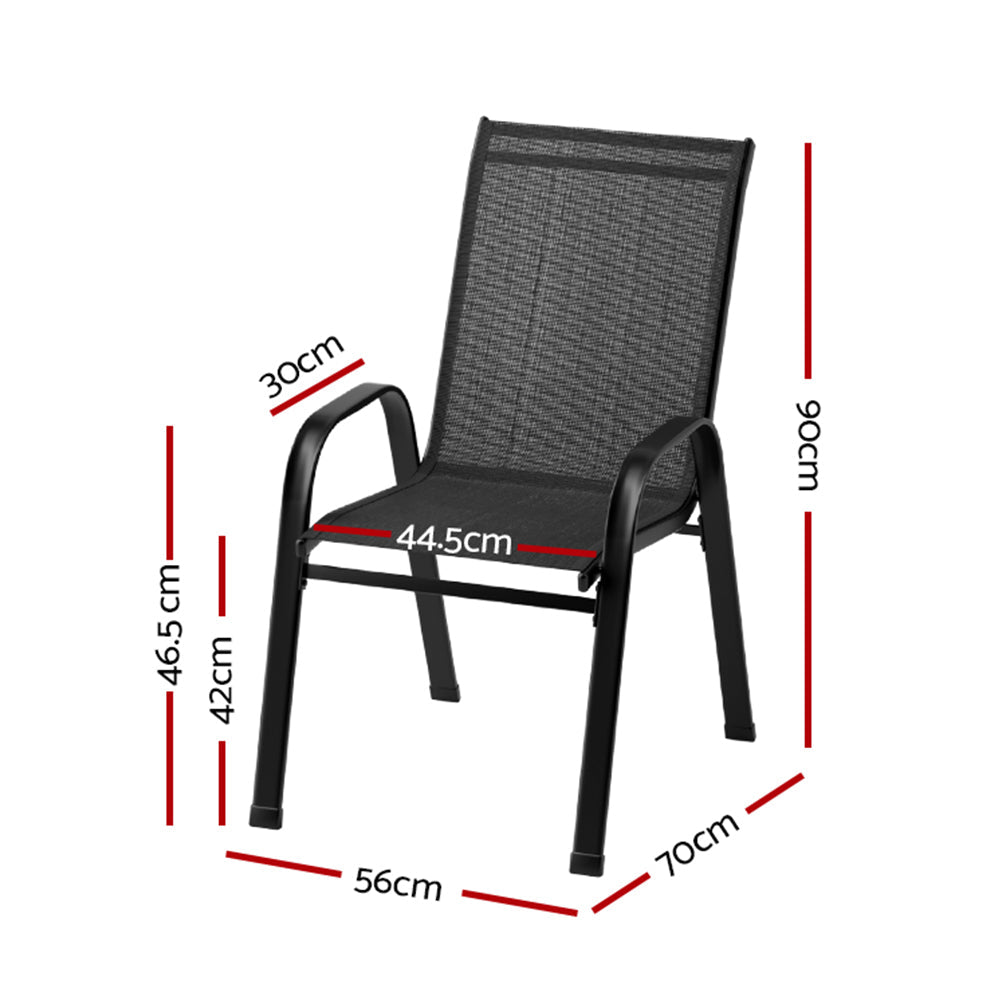 NNEDSZ Gardeon 4PC Outdoor Dining Chairs Stackable Lounge Chair Patio Furniture Black
