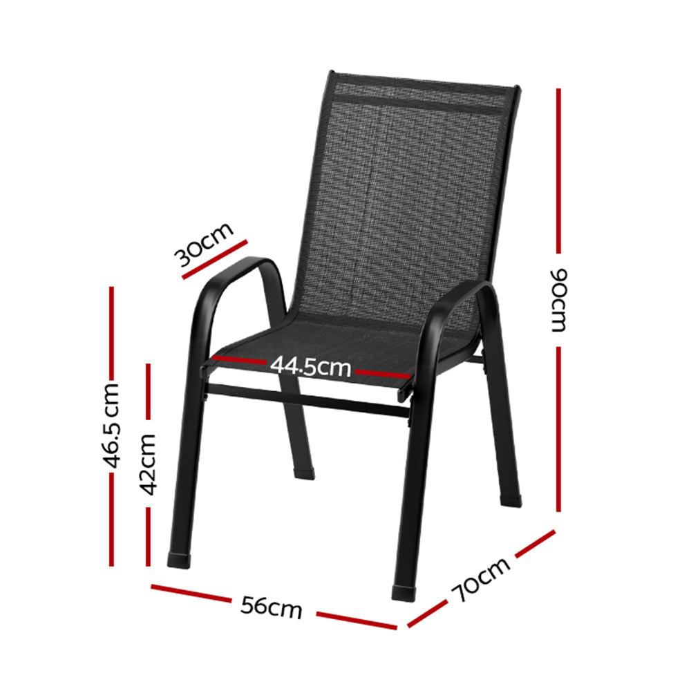 NNEDSZ Gardeon 6PC Outdoor Dining Chairs Stackable Lounge Chair Patio Furniture Black