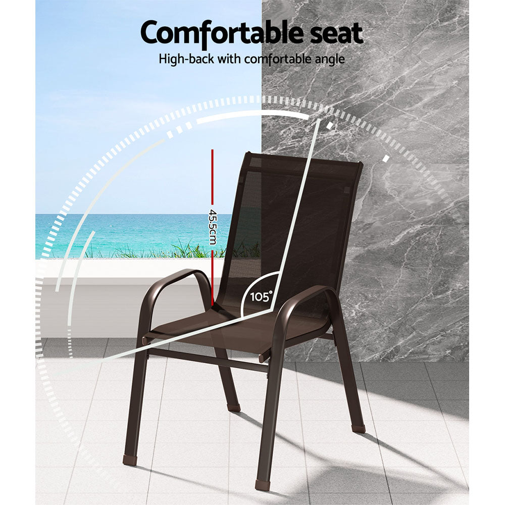 NNEDSZ 6PC Outdoor Dining Chairs Stackable Lounge Chair Patio Furniture Brown