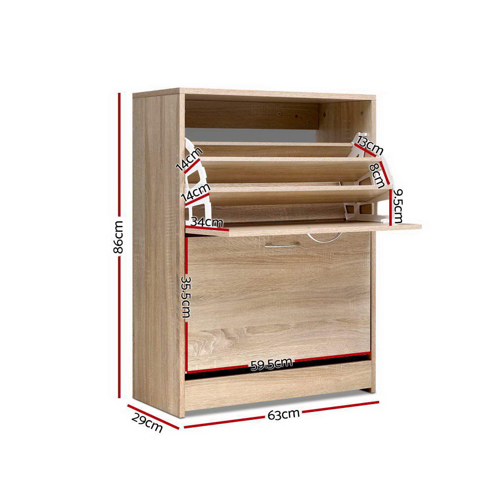 NNEDSZ Shoe Cabinet Shoes Storage Rack 24 Pairs Organiser Shelf Cupboard Oak-1