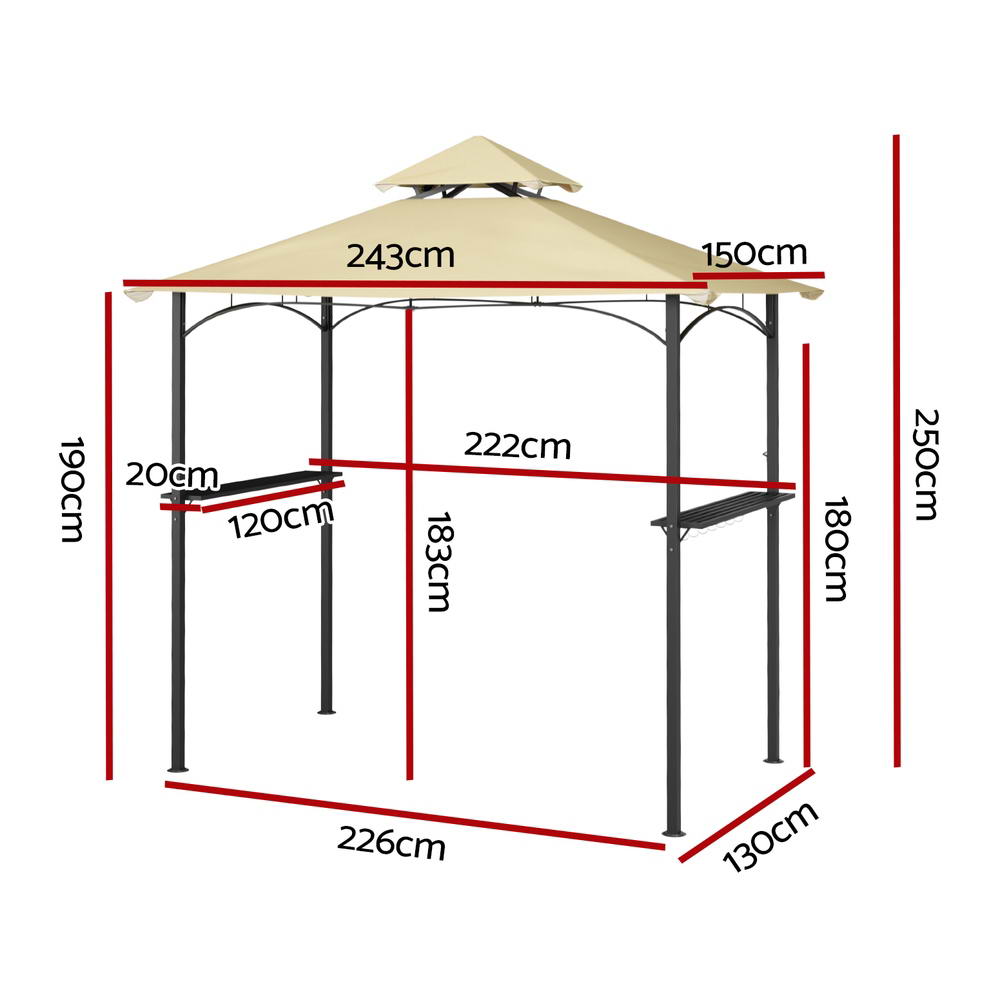 NNEDSZ Gazebo Outdoor Patio Marquee BBQ Grill Shelter Garden Shade Hooks Beige