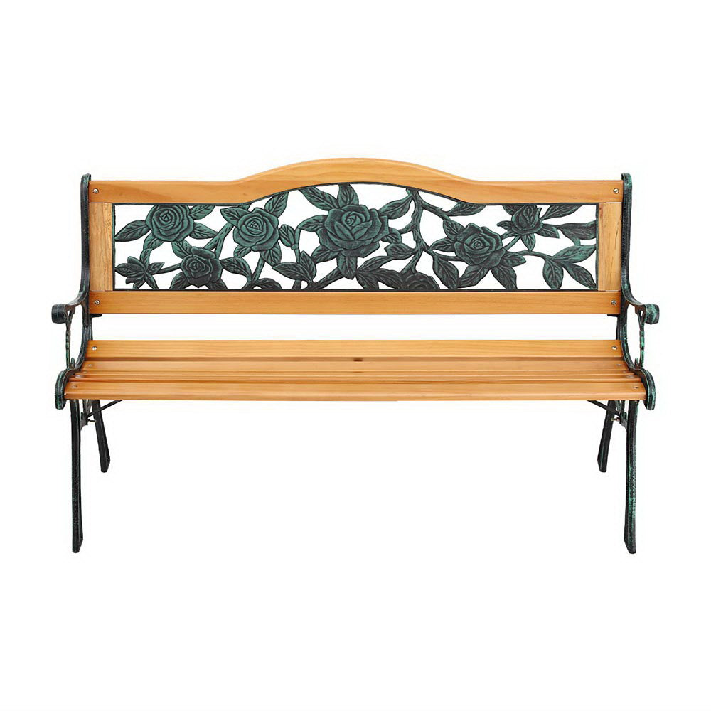 NNEDSZ Gardeon Outdoor Garden Bench Seat 126cm Wooden Cast Iron 3 Seater Patio Furniture