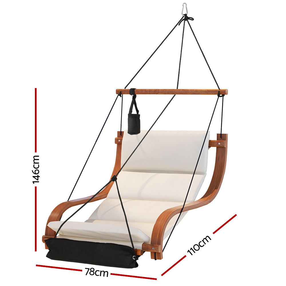 NNEDSZ Gardeon Hammock Chair Wooden Hanging Indoor Outdoor Lounge Patio