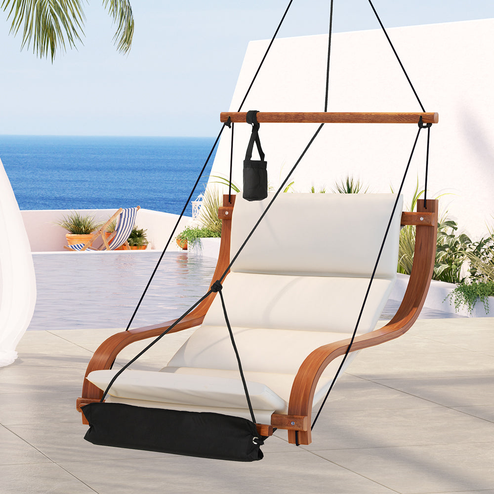 NNEDSZ Gardeon Hammock Chair Wooden Hanging Indoor Outdoor Lounge Patio
