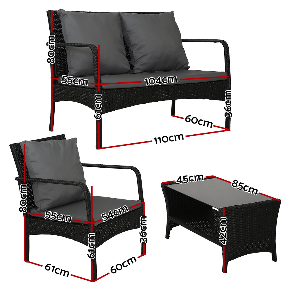 NNEDSZ Furniture Lounge Table Chairs Garden Patio Wicker Sofa Set