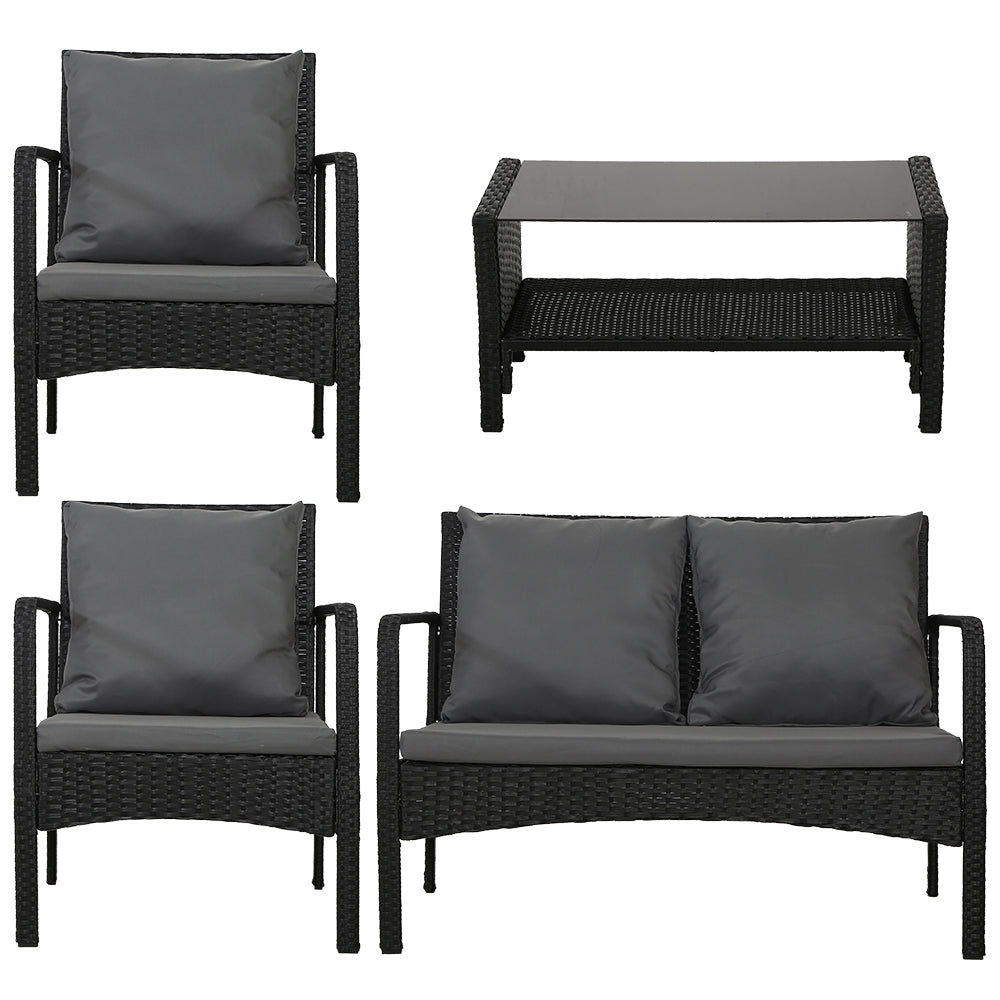 NNEDSZ Furniture Lounge Table Chairs Garden Patio Wicker Sofa Set