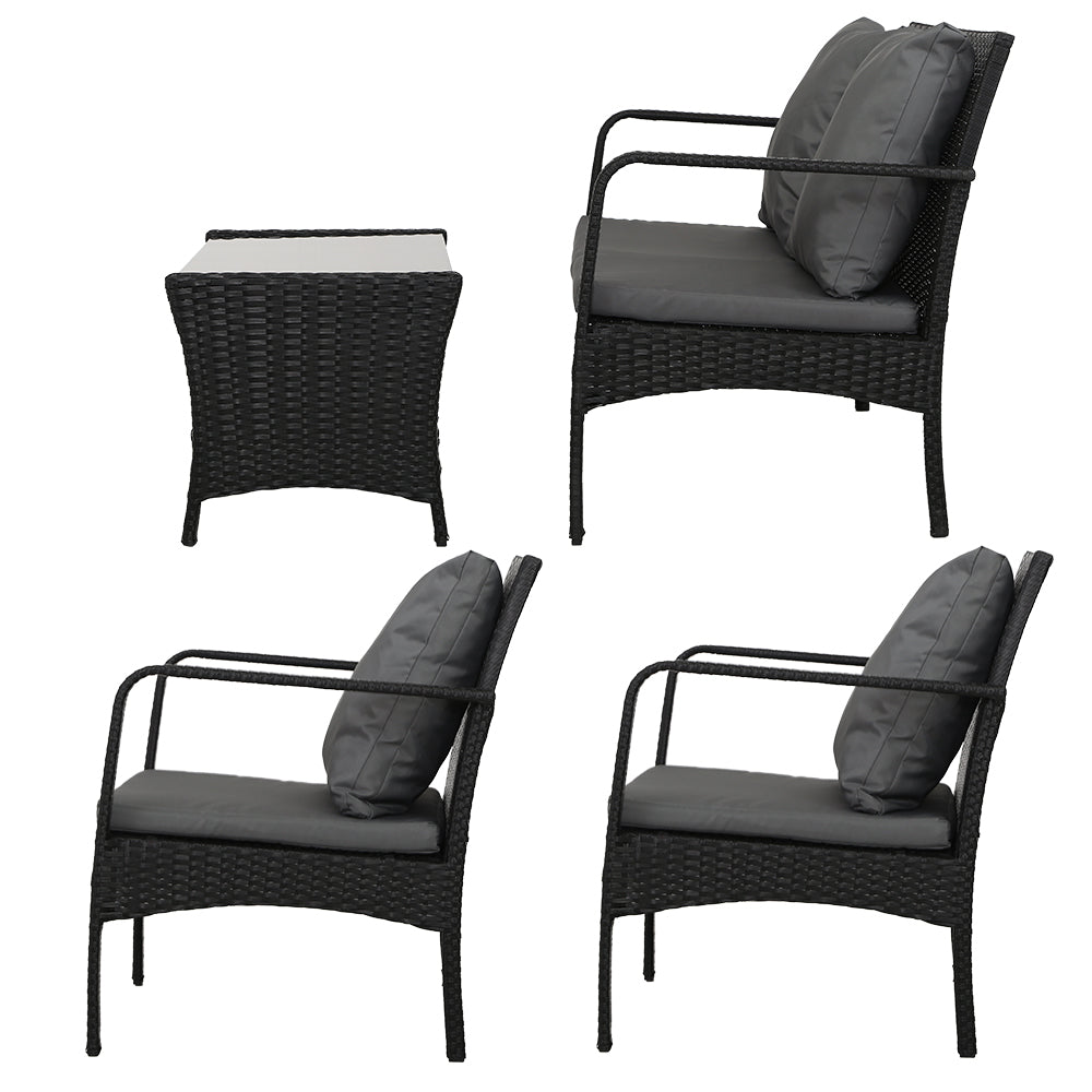 NNEDSZ Furniture Lounge Table Chairs Garden Patio Wicker Sofa Set