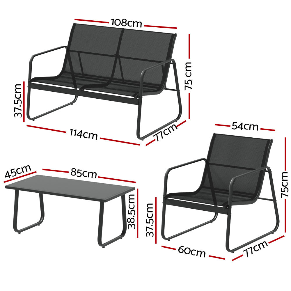 NNEDSZ Outdoor Lounge Setting Garden Patio Furniture Textilene Sofa Table Chair