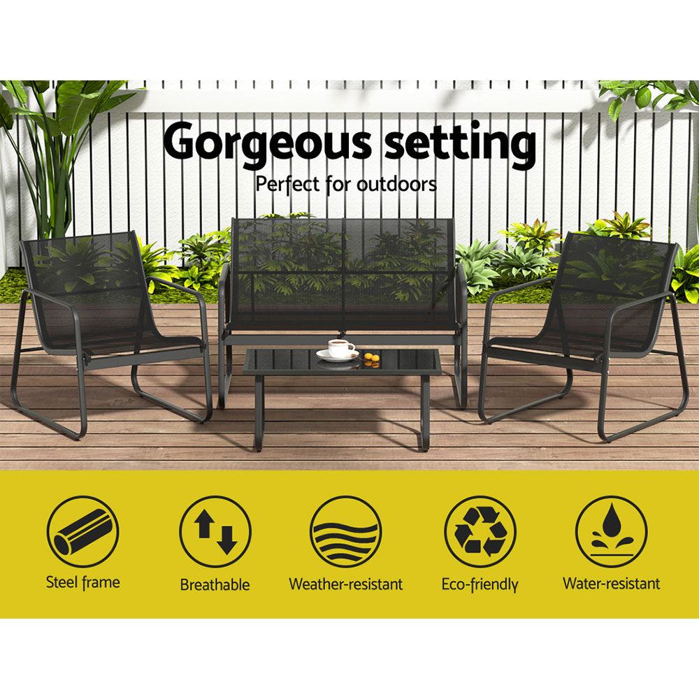 NNEDSZ Outdoor Lounge Setting Garden Patio Furniture Textilene Sofa Table Chair