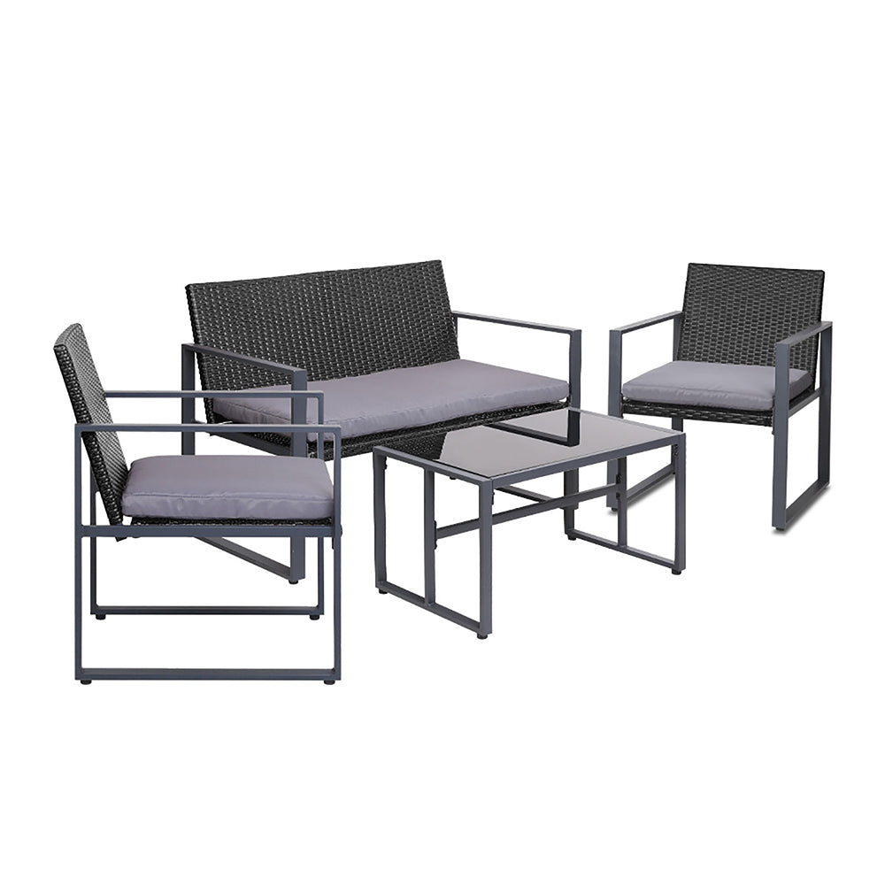NNEDSZ 4PC Outdoor Furniture Patio Table Chair Black