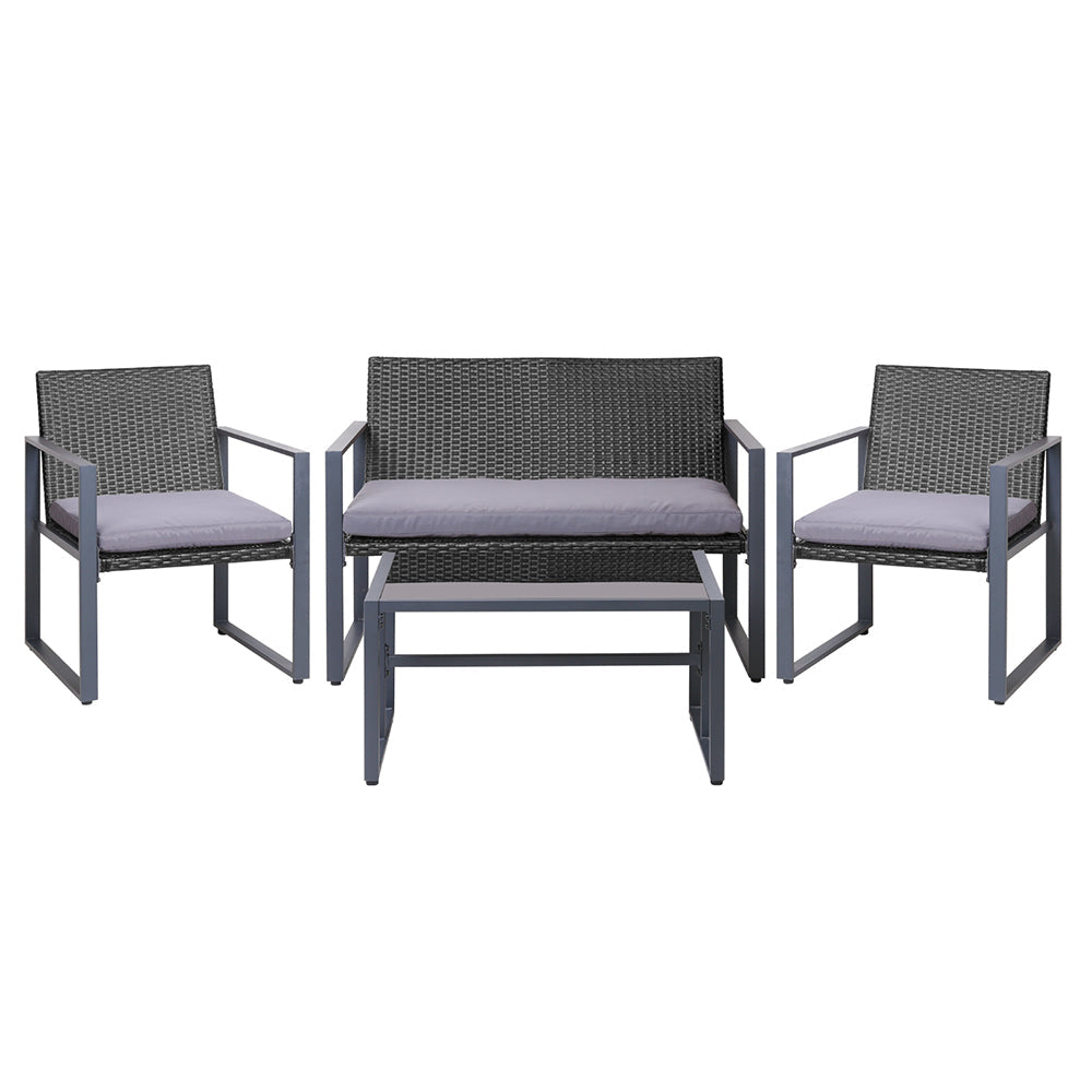 NNEDSZ 4PC Outdoor Furniture Patio Table Chair Black